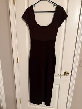 Scoop Neck Maxi Dress in Dark Brown